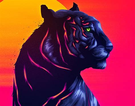 Neon Animals, a personal project to build new digital paint skills in Photoshop. | Neon ...