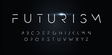 Futurism style alphabet. Thin segment line font, minimalist type for modern futuristic logo ...