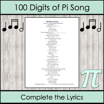 Pi Day - 100 Digits of Pi Song Activity by Try-Angle Math | TpT | 100 digits of pi, Pi song, Songs