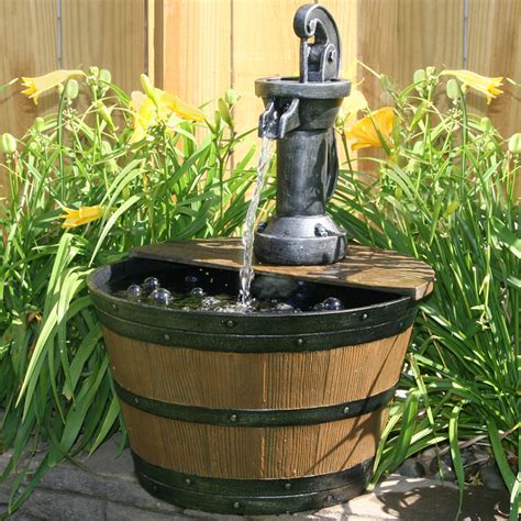 Beckett Water Pump with Lighted Barrel Fountain