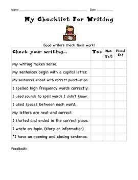 3rd Grade Writing Skills Checklist