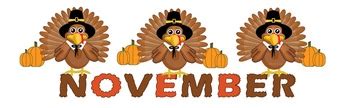 Turkey November Header by Lin's Clips | Teachers Pay Teachers