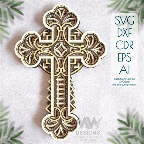 Christian cross, Multi layer Cross SVG DXF, 3D Cross SVG DXF - Inspire ...