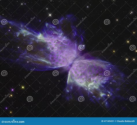 Butterfly Nebula with a Butterfly Stock Illustration - Illustration of astronomy, nebula: 47149431