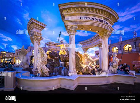 Las Vegas, Nevada, USA - Fountain of the Gods installation inside the Caesars Palace casino ...