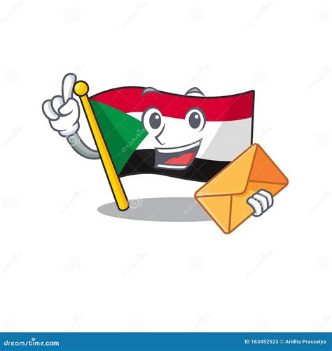 Bring Envelope Flag Sudan with Mascot Funny Cartoon Stock Vector ...