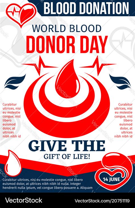 World donor day poster with drop of donation blood