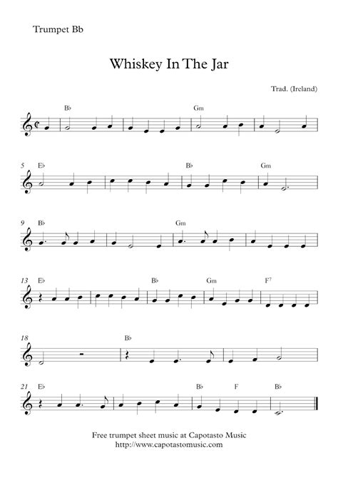 Easy Sheet Music For Beginners: Free easy trumpet sheet music | Whiskey ...