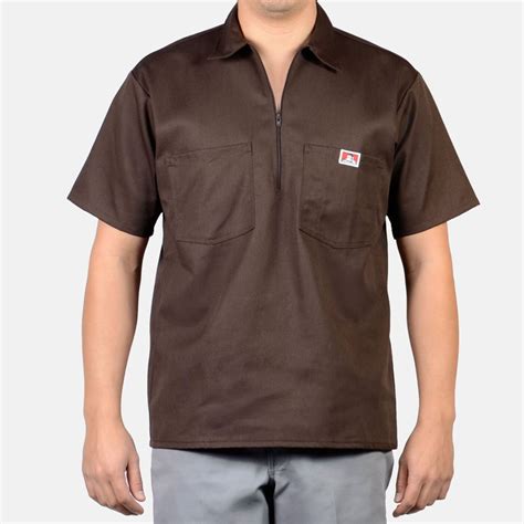 Ben Davis - Ben Davis Men's Half-Zip Short Sleeve Collared Solid Work Shirt - Walmart.com ...