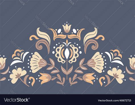 Horizontal seamless border of flowers in Vector Image