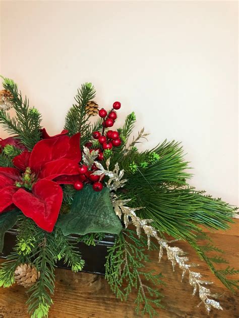 Red Poinsettia Centerpiece Natural Poinsettia Christmas - Etsy