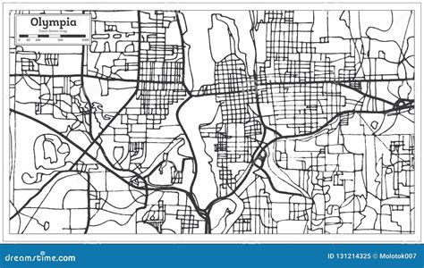 Olympia Washington USA City Map in Retro Style. Stock Vector - Illustration of contour, street ...