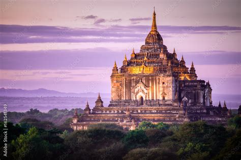 Pagoda Sunset in Bagan, Myanmar Stock Photo | Adobe Stock