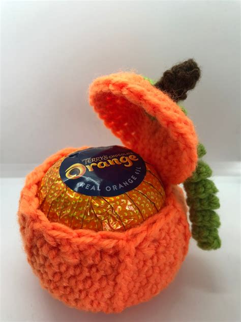 Pumpkin Chocolate Orange Crochet Cover Chocolate Cover Bath Bomb Cover Halloween Treat Gift ...