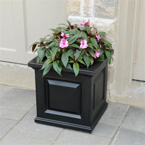 Mayne Nantucket 16 in. Square Black Plastic Planter-5865-B - The Home Depot