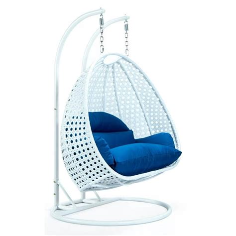 Double Hanging Egg Swing Chair in White and Blue - Walmart.com - Walmart.com