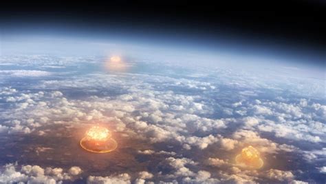 Aerial View Nuclear Explosions Mushroom Clouds Stock Footage Video (100% Royalty-free ...