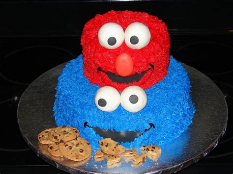 Elmo And Cookie Monster Cake on Cake Central | Elmo and cookie monster ...