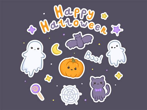 Halloween kawaii stickers set by Kristina Kazmiruk on Dribbble