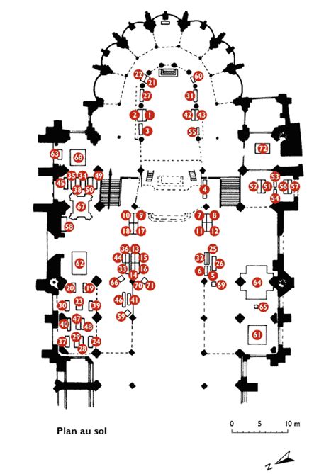 Map of the tombs in Saint Denis Basilica