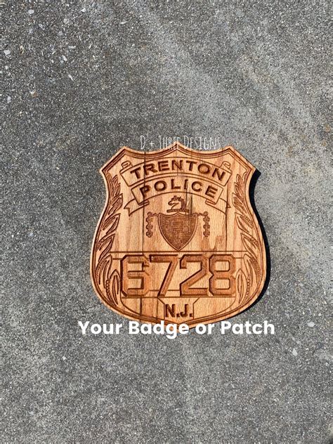 Trenton NJ Wooden Police Badge // New Jersey Police Badge // Police ...