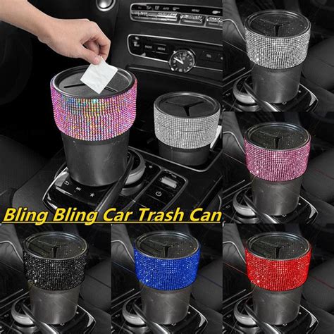 250ML Mini Car Trash Can with Lid,Leakproof Car Coin Holder Garbage Cans Fits Automotive Cup ...