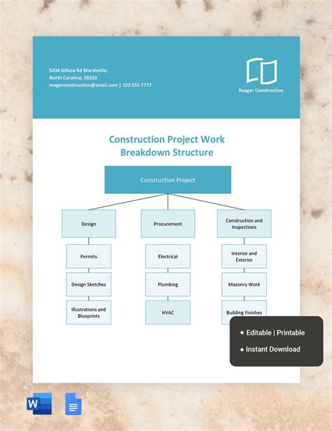 Construction Project WBS Template in Google Docs, Word - Download ...