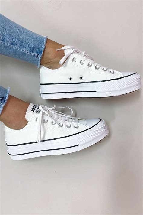 Chuck Taylor All Star Canvas Lift Low Top White | Canvas shoes outfit ...