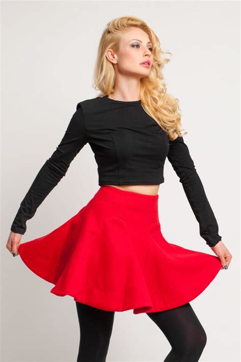 Red Skirt Mini Skirt Flare Skirt Wool Skirt A Line Skirt