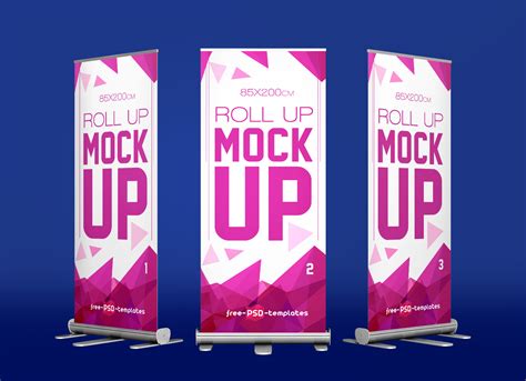 Free Exhibition Roll-up Standing Banner Mockup PSD - Good Mockups