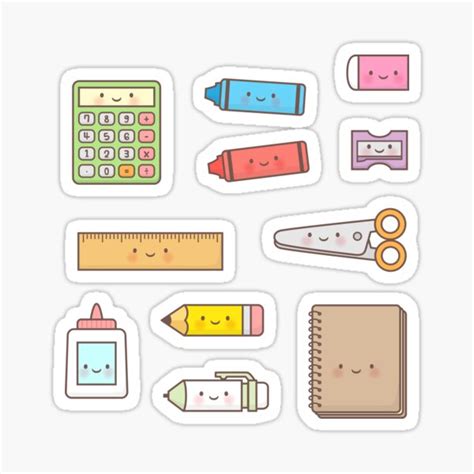 "Kawaii Back to School Supplies Doodle Pattern" Sticker for Sale by rustydoodle | Redbubble