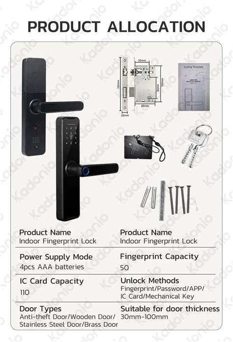 Kadonio Fingerprint Smart Door Lock Ble Password Keyless Apartment Room Lock Tuya App Digital ...