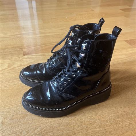 Michael Kors size 6.5 boots with laces and studs - Depop