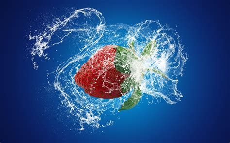 Strawberry Water Splash Wallpaper 10495 - Baltana