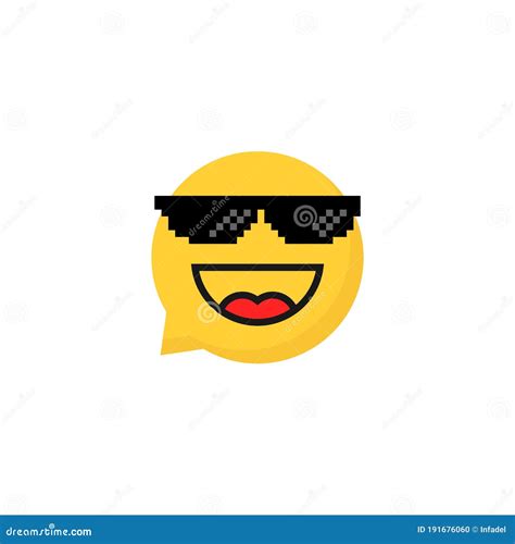 Pixelart Glasses On Laughing Emoji Bubble Vector Illustration | CartoonDealer.com #191676060