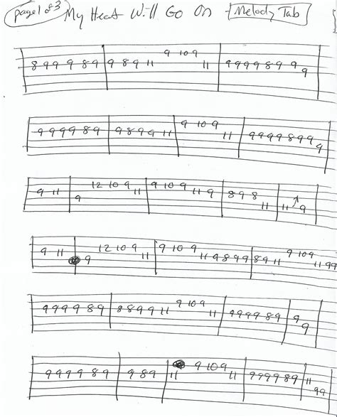 My Heart Will Go On - Guitar Melody Tab - Page 1 of 3 Guitar Tabs Acoustic, Guitar Tabs And ...