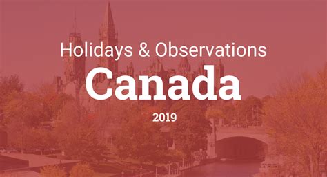 Holidays and observances in Canada in 2019