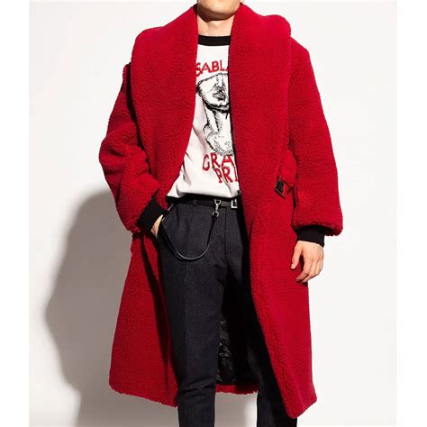 Sherpa Belted Red Faux Fur Coat - Jackets Masters