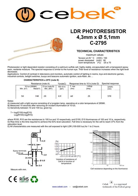 LDR PHOTORESISTOR 4,3mm x Ø 5,1mm C-2795