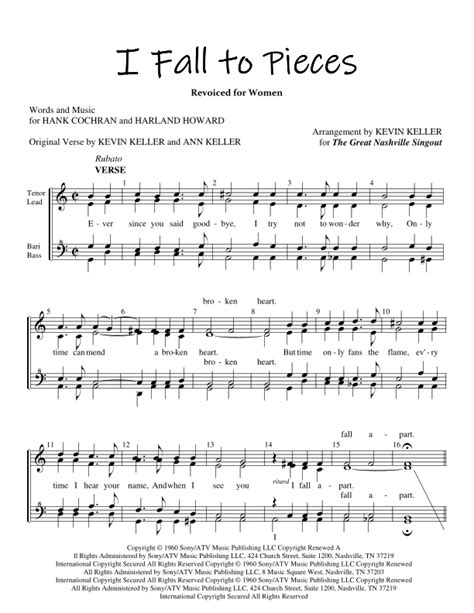 I Fall To Pieces Sheet Music | Aaron Neville & Trisha Yearwood | SSAA Choir