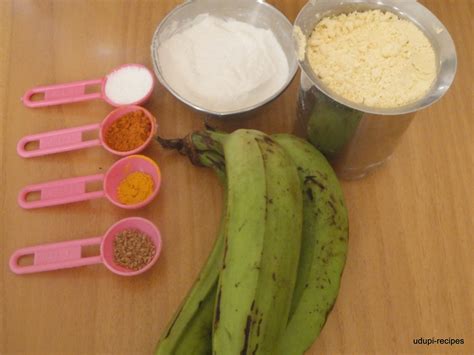 Raw Banana Recipes- Raw Banana Bajjis | Raw Banana Fritters - Udupi Recipes