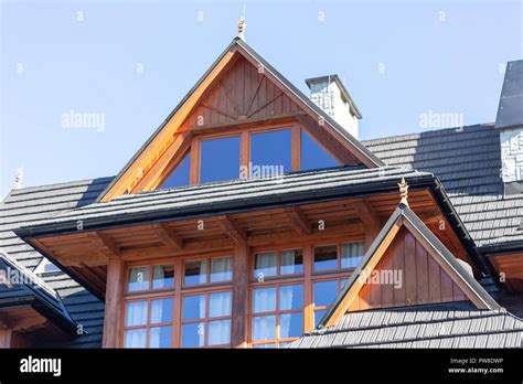 Traditional wooden house architecture in Zakopane in Poland Stock Photo ...