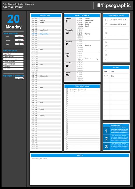 daily planner for project managers google sheets daily schedule project management template ...