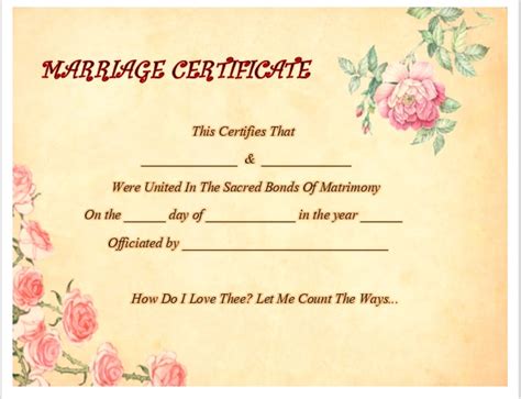 Marriage Certificate Templates - My Word Templates