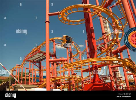 Rollercoaster in Prater Amusement Park section of the Wiener Prater a park in second district of ...