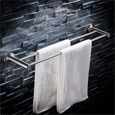 ABBD Bathroom Towel Rack Double Stainless Steel 304 Brushed Round Base, Towel Rail Modern ...