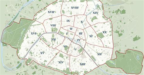 Plan et carte des arrondissements et quartiers de Paris