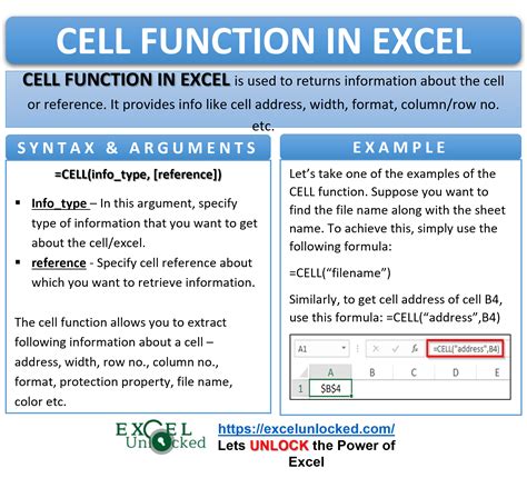 CELL Function in Excel - Get Information About Cell - Excel Unlocked