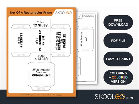 Net Of A Rectangular Prism - Free Worksheet - SKOOLGO