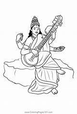 Saraswati Picture Printable sketch template